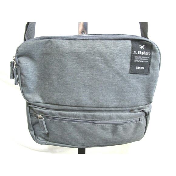 EUC!! Ekphero Small Gray Nylon 10" Padded Tablet Laptop Crossbody Travel Bag - Picture 1 of 12